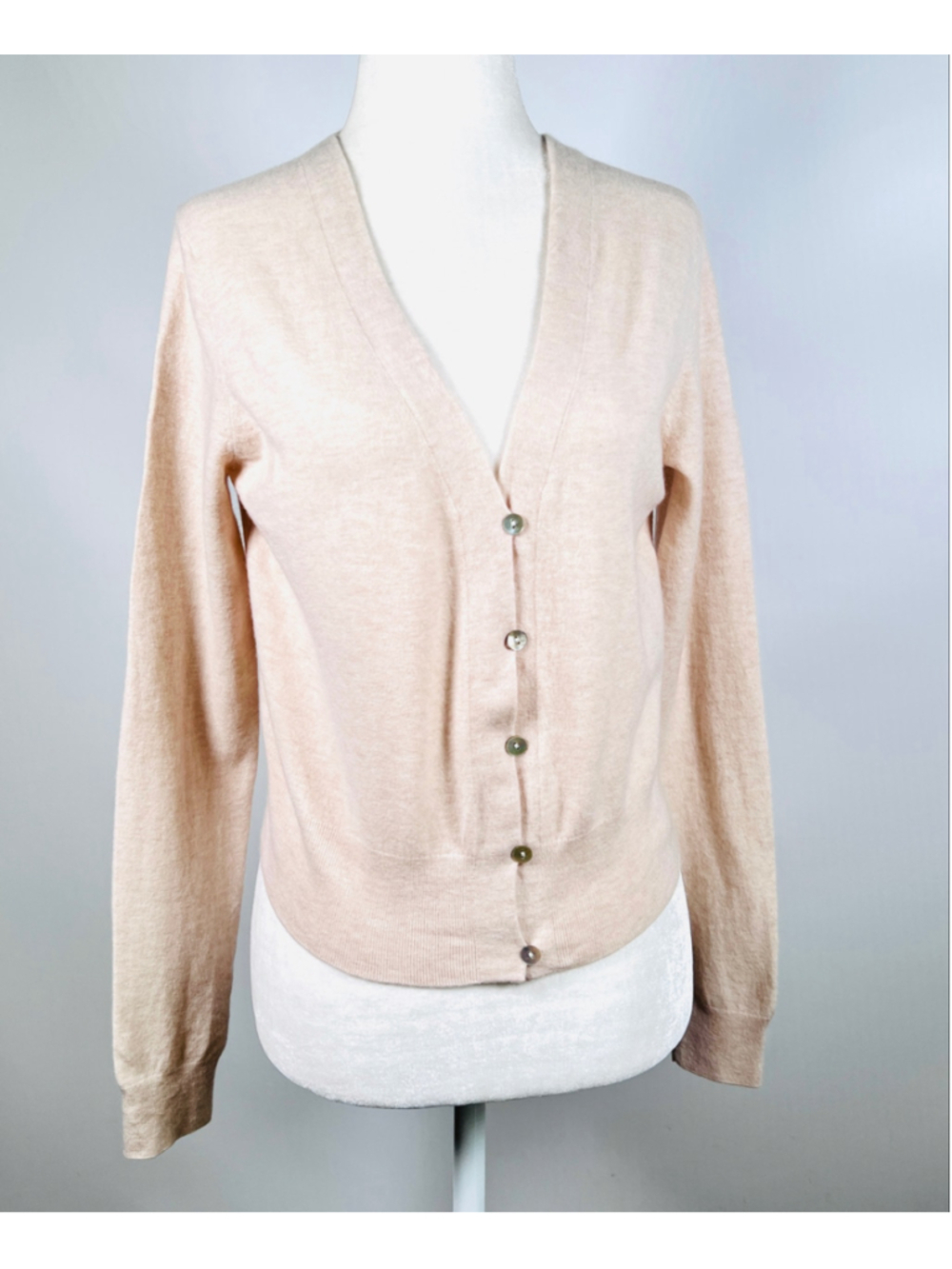 Vince Womans Cardigan Wool Cashmere Blend Cardigan Sweater Beige Size S/P